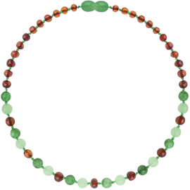 Baroque Cognac/Green Jade Teething Necklace