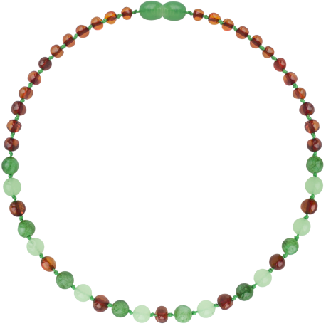 Baroque Cognac/Green Jade Teething Necklace