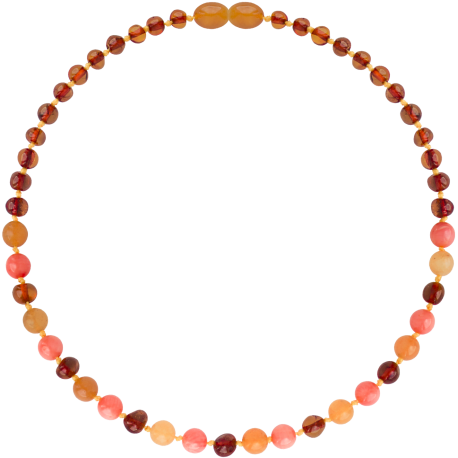 Baroque Cognac/Aventurine/Coral Teething Necklace