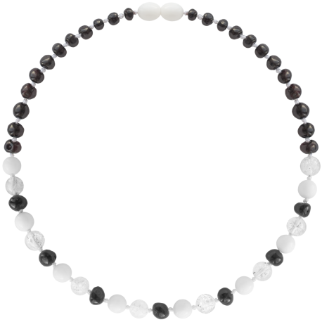 Baroque Cherry/Crystal/White Shell Teething Necklace