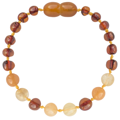 Baroque Cognac/Quartz/Aventurine Teething Bracelet