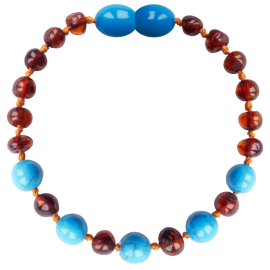 Baroque Cognac/Turquoise Teething Bracelet