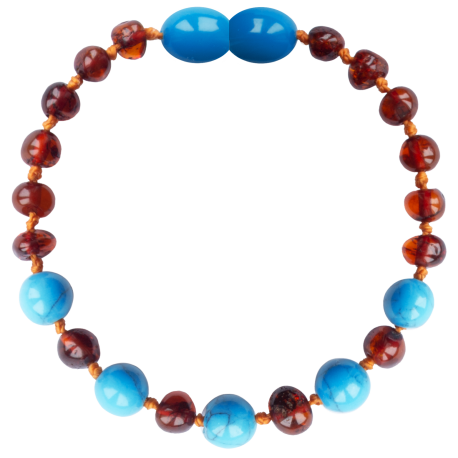 Baroque Cognac/Turquoise Teething Bracelet