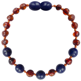 Baroque Cognac/Lapis Lazuli Teething Bracelet