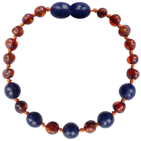 Baroque Cognac/Lapis Lazuli Teething Bracelet