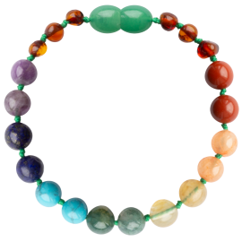 Baroque Cognac/Chakra Gemstones Teething Bracelet
