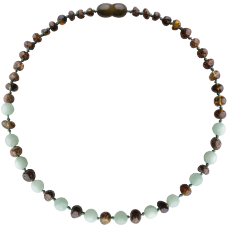 Baroque Dark Green/Green Agate Teething Necklace