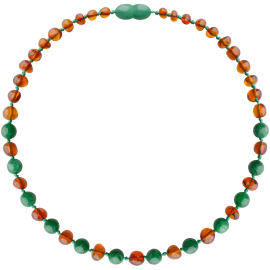 Baroque Cognac/Green Jade Teething Necklace