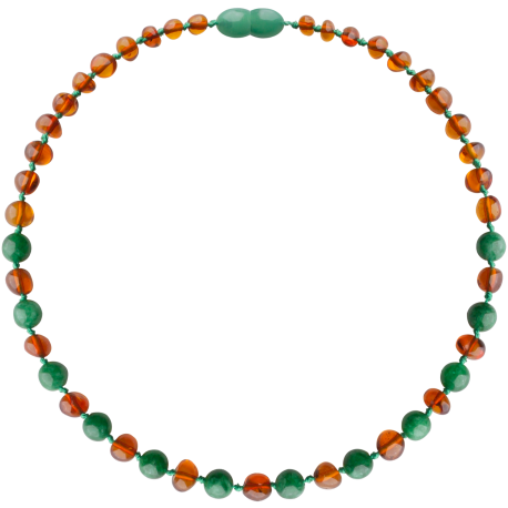 Baroque Cognac/Green Jade Teething Necklace