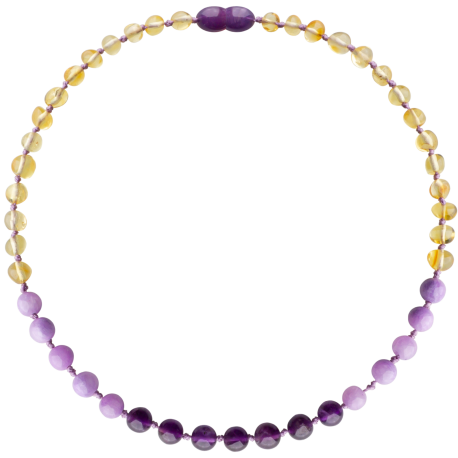 Baroque Lemon/Amethyst/Jade Teething Necklace