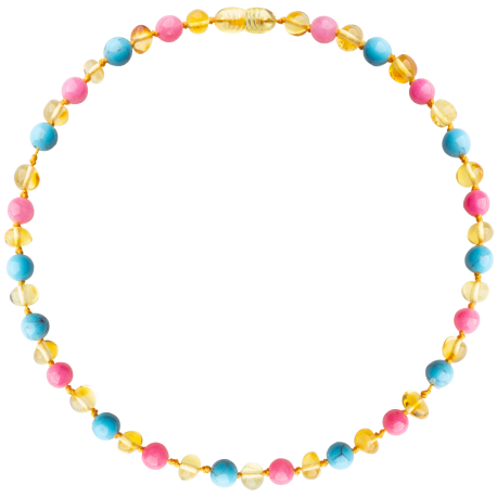 Baroque Lemon/Turquoise/Pink Jade Teething Necklace