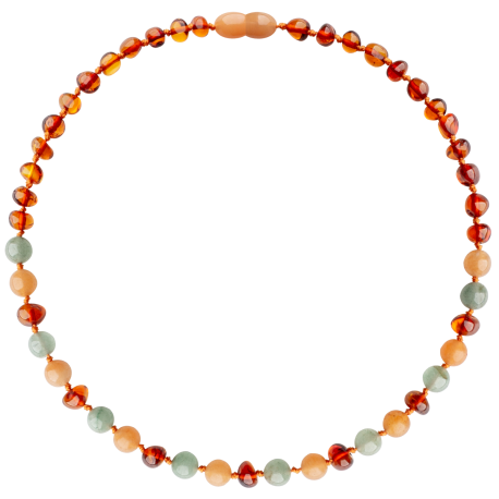 Baroque Cognac/Aventurine/Red Jade Teething Necklace