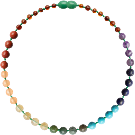 Baroque Cognac/Chakra Gemstones Teething Necklace
