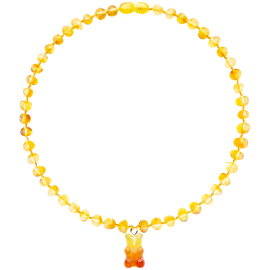 Baroque Lemon color Teething Necklace with Nostalgia Bear