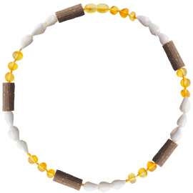 Baroque Honey Teething Necklace with Shells and Hazelwood