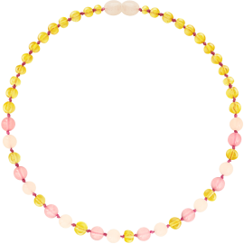 Baroque Lemon/Rose Quartz/Pink Jade Teething Necklace
