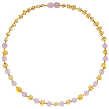 Baroque Lemon/Rose Quartz Teething Necklace