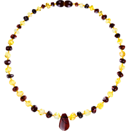 Baroque Multi 2 colors Lemon/Cherry Teething Necklace with Pendant
