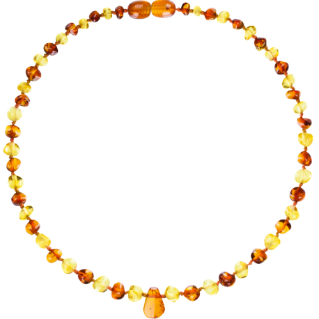 Baroque Multi 2 colors Lemon/Cognac Teething Necklace with Pendant