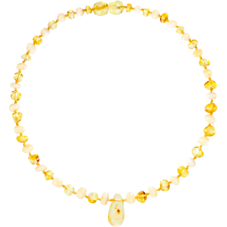 Baroque Multi 2 colors Milk/Lemon Teething Necklace with Pendant