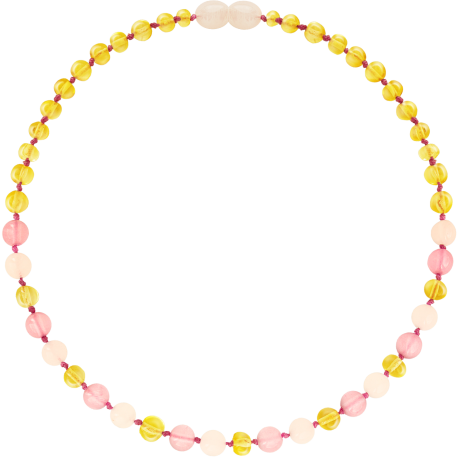 Baroque Lemon/Rose Quartz/Pink Jade Teething Necklace