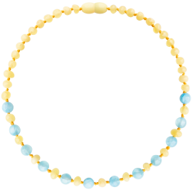 Baroque Milk/Blue Jade Teething Necklace