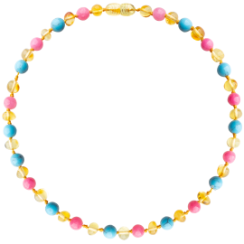 Baroque Lemon/Turquoise/Pink Jade Teething Necklace