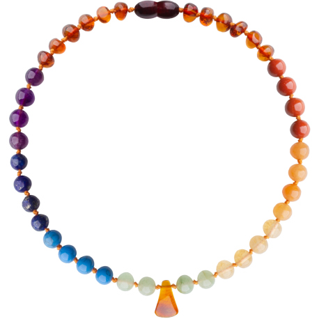 Baroque Cognac/Chakra with Pendant Teething Necklace