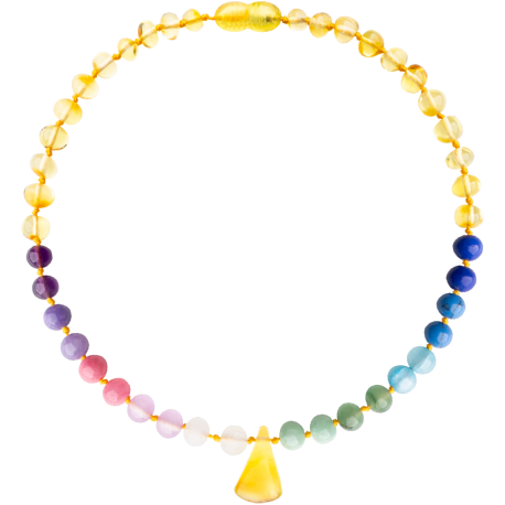 Baroque Lemon/Rainbow Gems with Pendant Teething Necklace