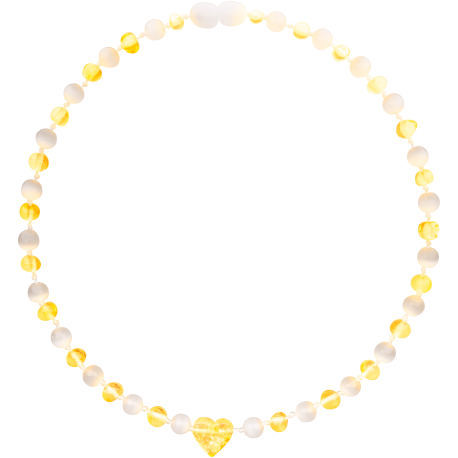 Baroque/Cat Eye Gemstones with Heart Pendant Teething Necklace