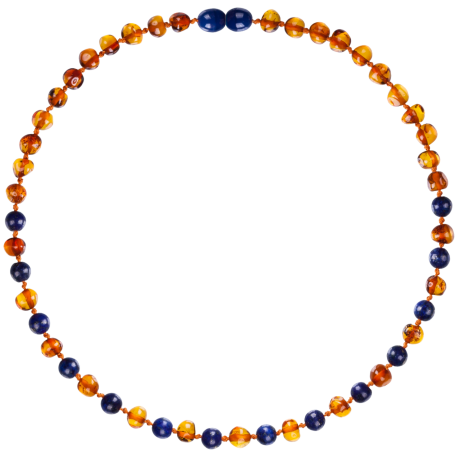 Baroque Cognac/Lapis Lazuli Teething Necklace