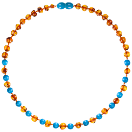 Baroque Cognac/Turquoise Teething Necklace
