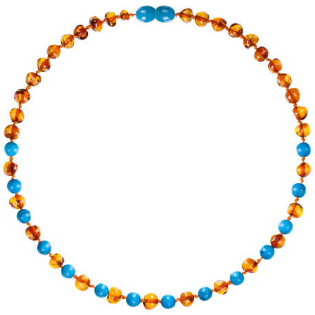 Baroque Cognac/Turquoise Teething Necklace